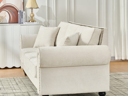 Modern 3 And 2 Seater Sofa With Rolled Arms, Tufted Upholstered Couch