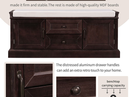 Hearth & Haven Daisy - Storage Bench With 2 Drawers And 2 Cabinets