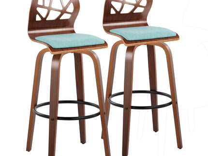 Folia - Mid Century Modern Fixed Height Barstool With Swivel With Round Footrest (Set of 2)