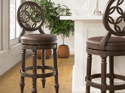 Stool With Back And Swivel Upholstered Seat