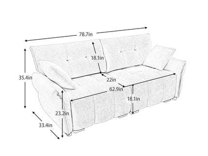 Modern Sofa & Pillows, Textured Cover, High Rebound Cushions