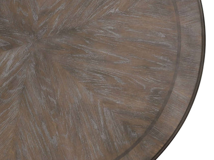 Round Dining Table With Pedestal Base - Natural / Rustic
