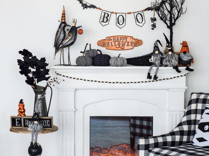 Iron Boo Banner With Bats, For Halloween Holiday Decor - Black / Gray / Orange