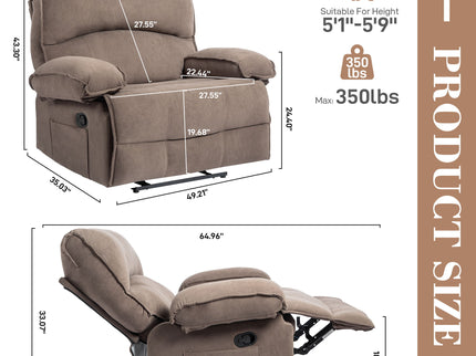 Oversized Manual Recliner Chair Sofa For Living Room