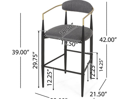 Upholstered Bar Stools With Backs For Kitchen Island (Set of 2)