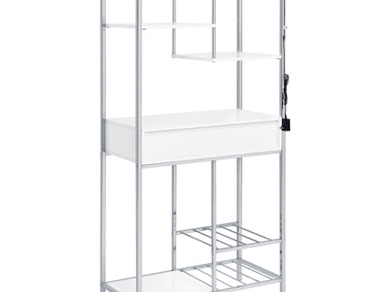 Draper - 5 Shelf LED Wine Cabinet With Pull Out Drawer - Gloss White