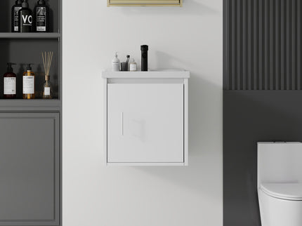 20" Floating Bathroom Vanity Combo With Wall Cabinet, Ceramic Sink & Soft Close Doors - White