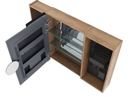 Wall Mounted Bathroom Cabinet, Adjustable Shelves Storage Cabinet - Imitative Oak