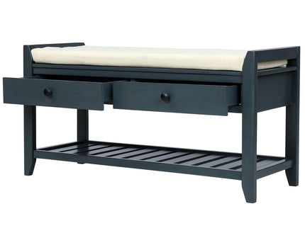 Multipurpose Entryway Shoe Rack With Cushioned Seat And Drawers