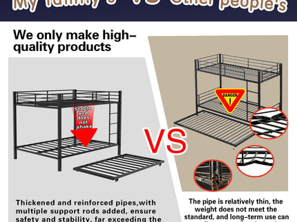 Bunk Bed For Kids, Convertible Frame With Ladders & Guardrail