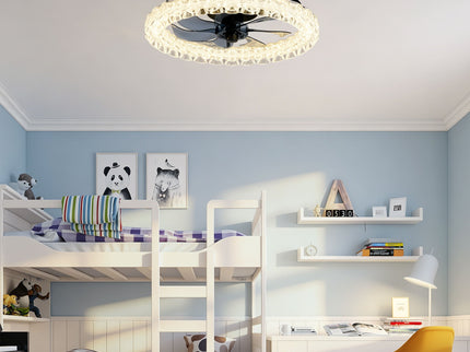 LED Light Source And Remote Control, 3000 - 6500K Dimmable Flush Mount LED Fan Light, 6 Speeds, Quiet DC Motor - Matte Black