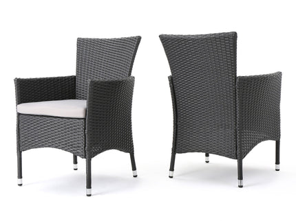 Dimensional Outdoor Dining Chair With Cushion Seat And Iron Frame (Set of 2)