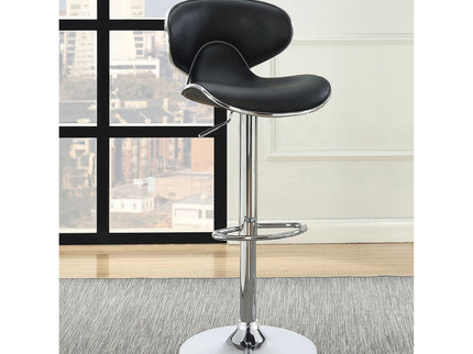 Bar Stool With Curved Design, Height Adjustable & Swivel Base (Set of 2) - Black