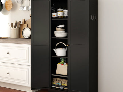 Kitchen Pantry Cabinet With 4 Adjustable Shelves, Heavy Duty Freestanding Organizer