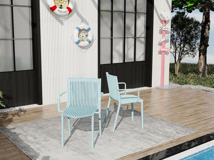 4 Piece Stackable Single Chairs With Vertical Stripe Design For All Weather
