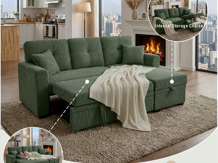 Sleeper Sectional With Pull Out Bed, Reversible Chaise