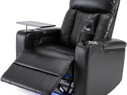 Premium Power Recliner & Storage Arms, Cupholders, Swivel Tray Table And Cell Phone Stand - Black