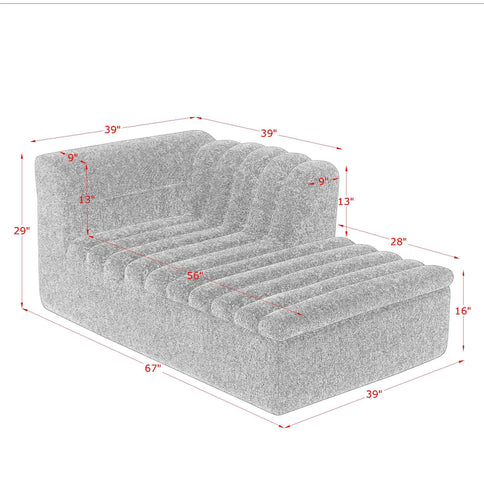 Upholstered L-Shaped Modular Sectional Sofa With Chaise, Wave-Shaped Armrest
