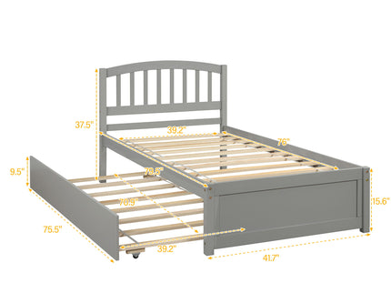 Platform Bed Wood Bed Frame With Trundle