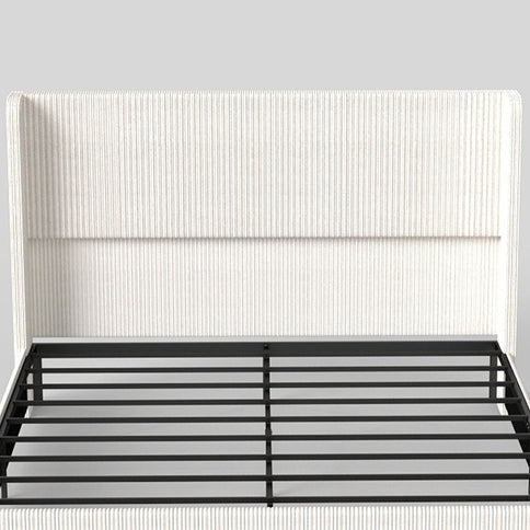 Upholstered Bed Frame With Luxury Wingback Headboard