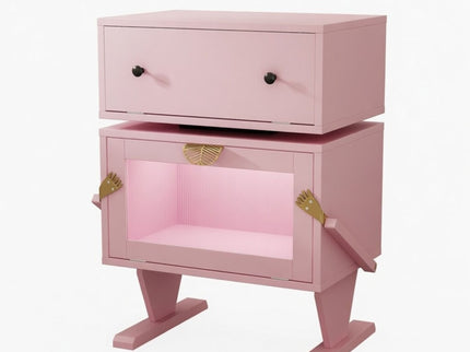 Robot LED Nightstand With 360° Rotating Drawer