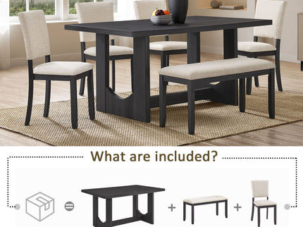 Dining Table Set, Rectangular Kitchen Table With Upholstered Chairs