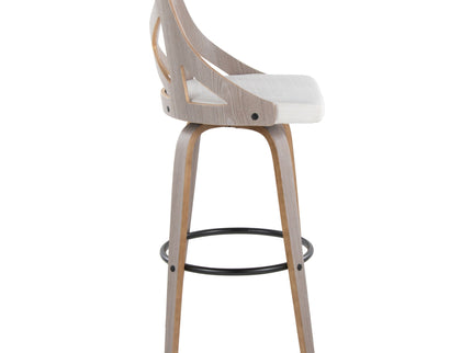 Charlotte - Farmhouse Fixed Height Barstool With Swivel & Round Footrest (Set of 2) - Light Gray / Cream