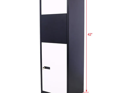 Package Delivery Box, Galvanized Steel Parcel Mailbox With Code Lock & Mounting Hardware, For Outdoor Porch, Curbside - White / Black