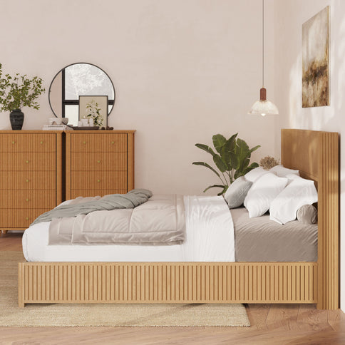 Platform Bed Frame With Headboard, Floor Standing Design