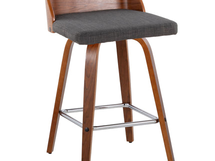 Maya - Mid Century Modern Fixed Height Counter Stool & Swivel With Square Footrest (Set of 2)