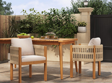 Outdoor Dining Chairs With Mix Rope Handles (Set of 2)
