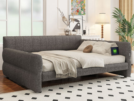 Upholstered Platform Bed With USB Charging