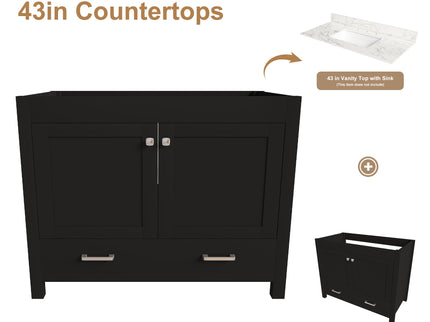 Bathroom Vanity With Soft Close Cabinet, Single Drawer, Sink Not Included - Black