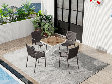 4 Piece Stackable Single Chairs With Vertical Stripe Design For All Weather