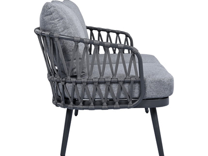4 Piece Outdoor Patio Furniture Set, Metal Chairs With Woven Rope U Shaped Backrest