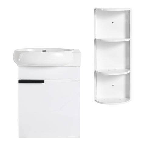 Wall Mounted Bathroom Vanity With Sink And Storage Rack, Soft Close Doors