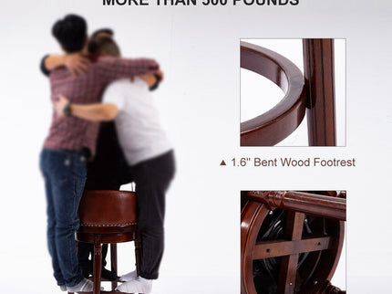 29.5'' Cow Top Wooden Bar Stool, 360 Degree Swivel Bar Height Chair With Backs For Home Kitchen Counter