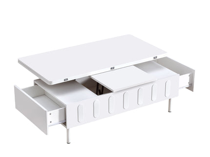 Lift Top Coffee Table With 2 Drawers With Hidden Storage Compartment For Living Room