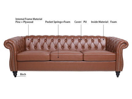 Rolled Arm Chesterfield 3 Seater Sofa
