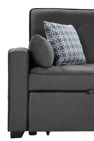 William - Sleeper Sofa With 2 USB Charging Ports And 4 Accent Pillows - Gray