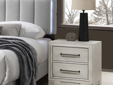 Nightstand With Square Legs And Sleek Handles - Antique White