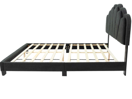 Bed With Floral Design Headboard And Built In LED Lighting