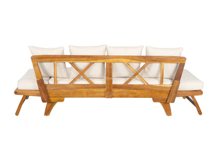 Outdoor Patio Daybed Sofa, 3 Seat Sofa With Foldable Arm 4 Back Pillows