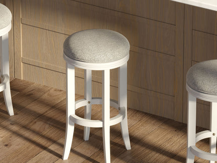 Backless Swivel Stool With Upholstered Seat