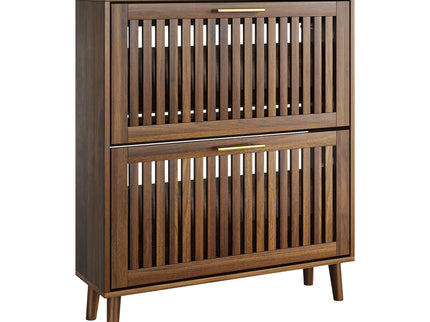 Medieval Modern Shoe Cabinet With 2 Flip Drawers And Fence Design