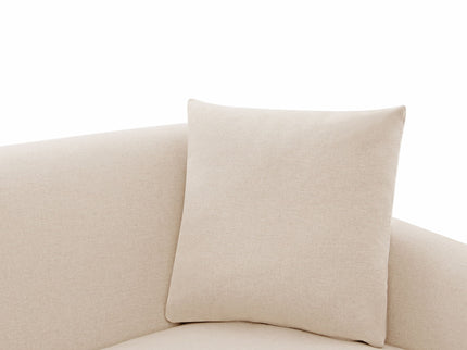 3 Seater Sofa With Wrap Around Armrests And Throw Pillows, For Living Room - Oatmeal