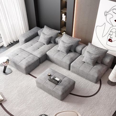 Modern Oversized, Modular Sectional Sofa With Pillows