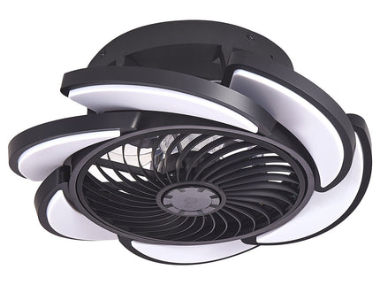 Bladeless Ceiling Fan With Remote Control, 6 Speeds Dimmable Light, Enclosed Low Profile For Living Room - Black