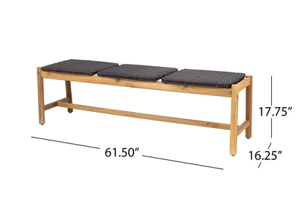 Cambria - Rustic 3 Seater Bench - Teak
