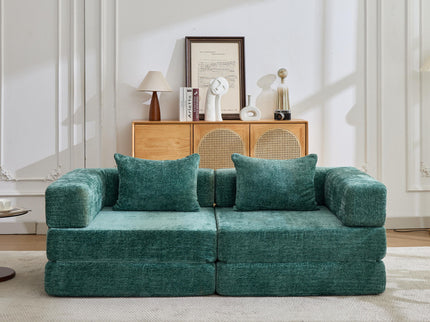Convertible Floor Sofa Bed With Pillow Back Support Armrest
